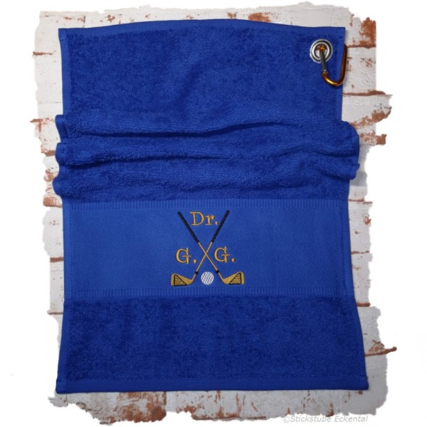 Golfhandtuch blau mit Initialen